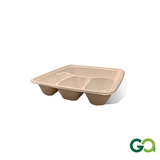SUGARCANE BAGASSE 4 COMPARTMENT BOX (1 carton : 400 pieces)