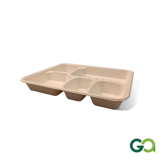 SUGARCANE BAGASSE 5 COMPARTMENT BOX (1 carton : 400 pieces)